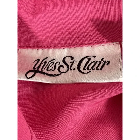 YVes Saint Clair Shirt Womens Size 8 Pink Button‎ Up Collared Summer Bright - Picture 8 of 10